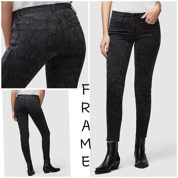 FRAME - Le Skinny Jeans De Jeanne Tonal Python. Size 29 - Picture 1 of 10